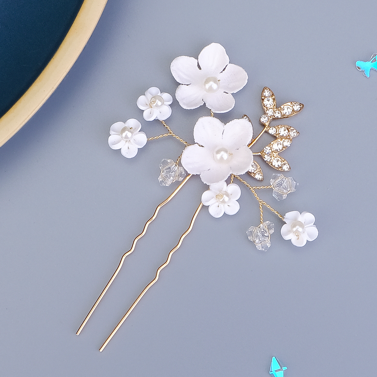 Women's Sweet Flower Imitation Pearl Soft Clay Plating Inlay Artificial Pearls Hairpin display picture 3