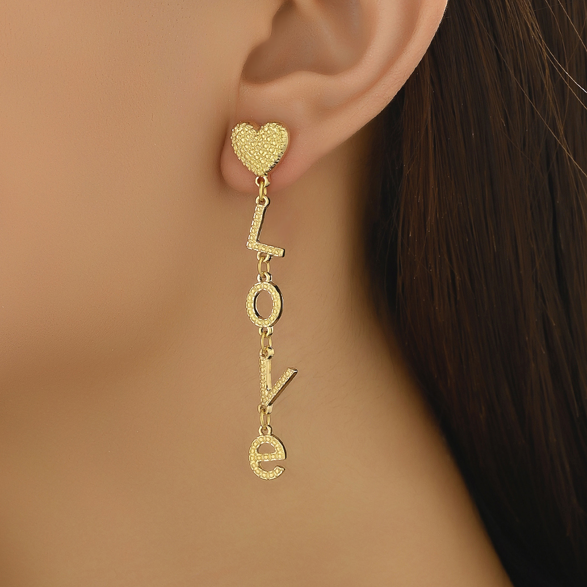 1 Pair Romantic Letter Heart Shape Plating Alloy Zinc Drop Earrings display picture 1