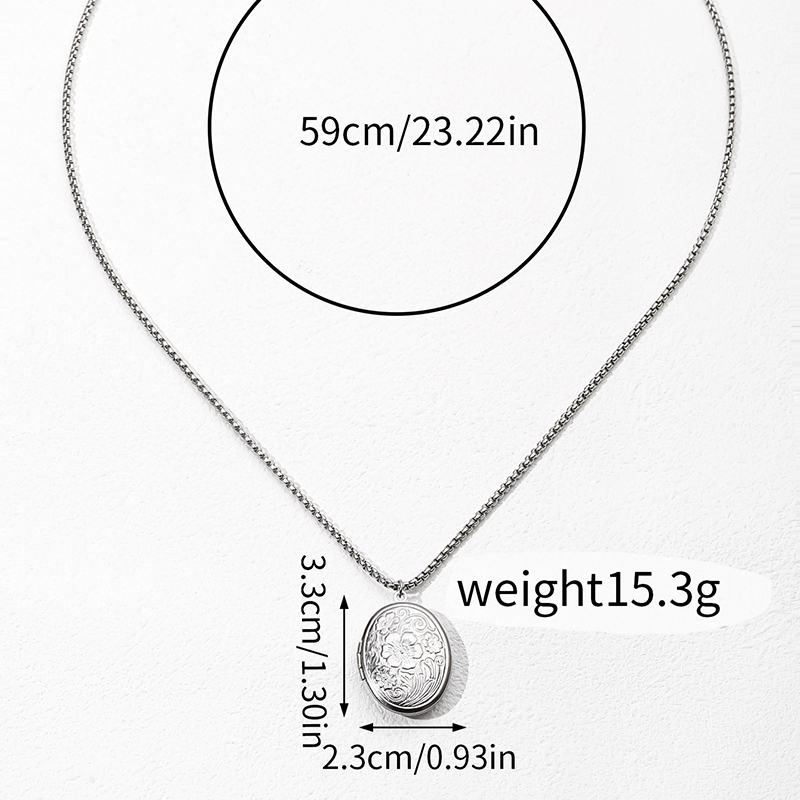 Stainless Steel Vintage Style Classic Style Square Oval Heart Shape Plating Pendant Necklace display picture 7