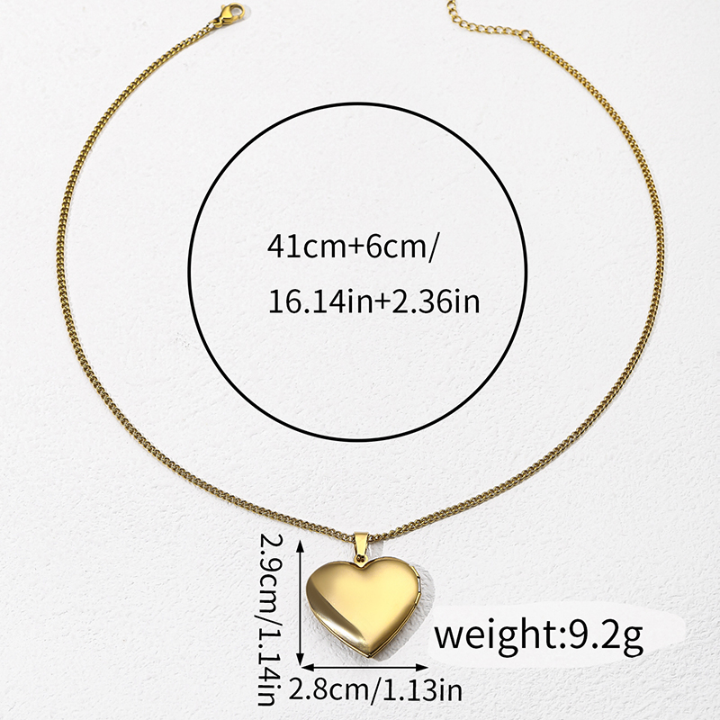 Stainless Steel Vintage Style Classic Style Square Oval Heart Shape Plating Pendant Necklace display picture 2