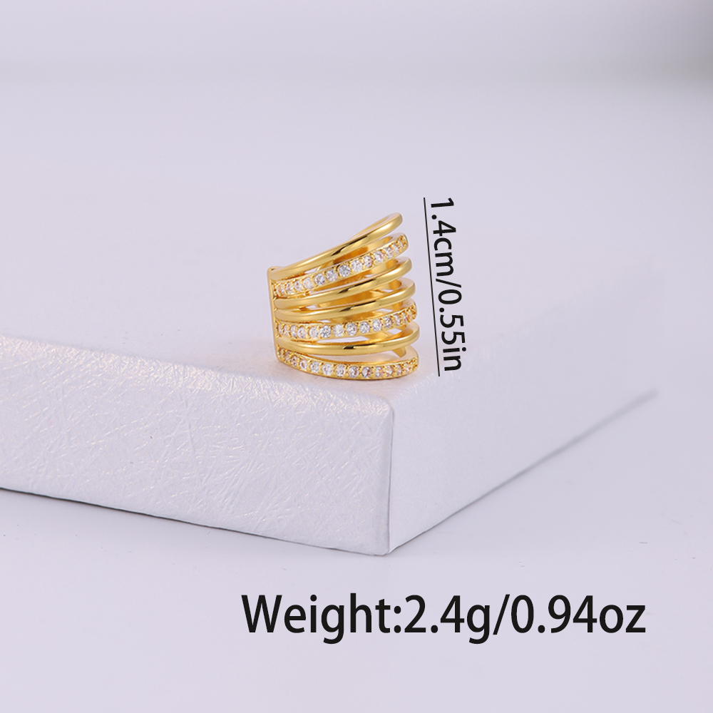 1 Pieza Estilo IG Elegante Geométrico Embutido Cobre Circón Chapados en oro de 18k Puños De Oreja display picture 7