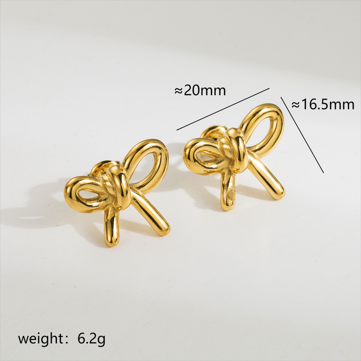 1 Pair Cute Simple Style Classic Style Bow Knot Plating Stainless Steel 18k Gold Plated Ear Studs display picture 3