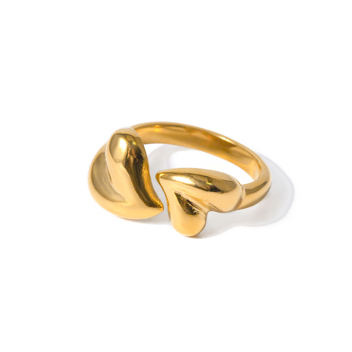 316 Stainless Steel  18K Gold Plated IG Style Retro Plating Heart Shape Titanium Steel Open Rings display picture 4