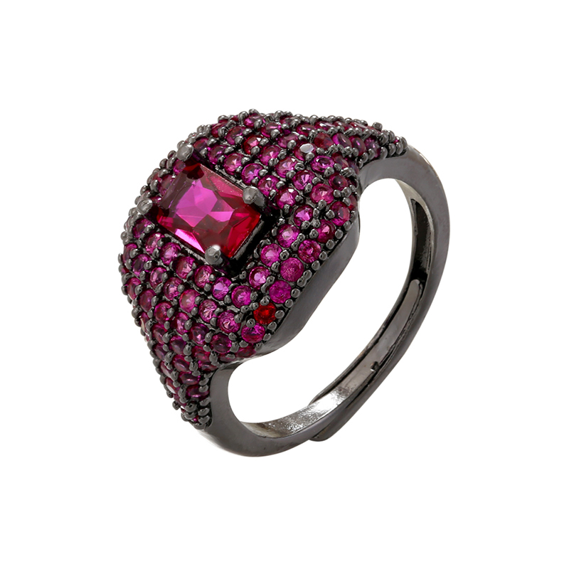 Großhandel Elegant Würfel Quadrat Kupfer Überzug Inlay Zirkon Offener Ring display picture 11