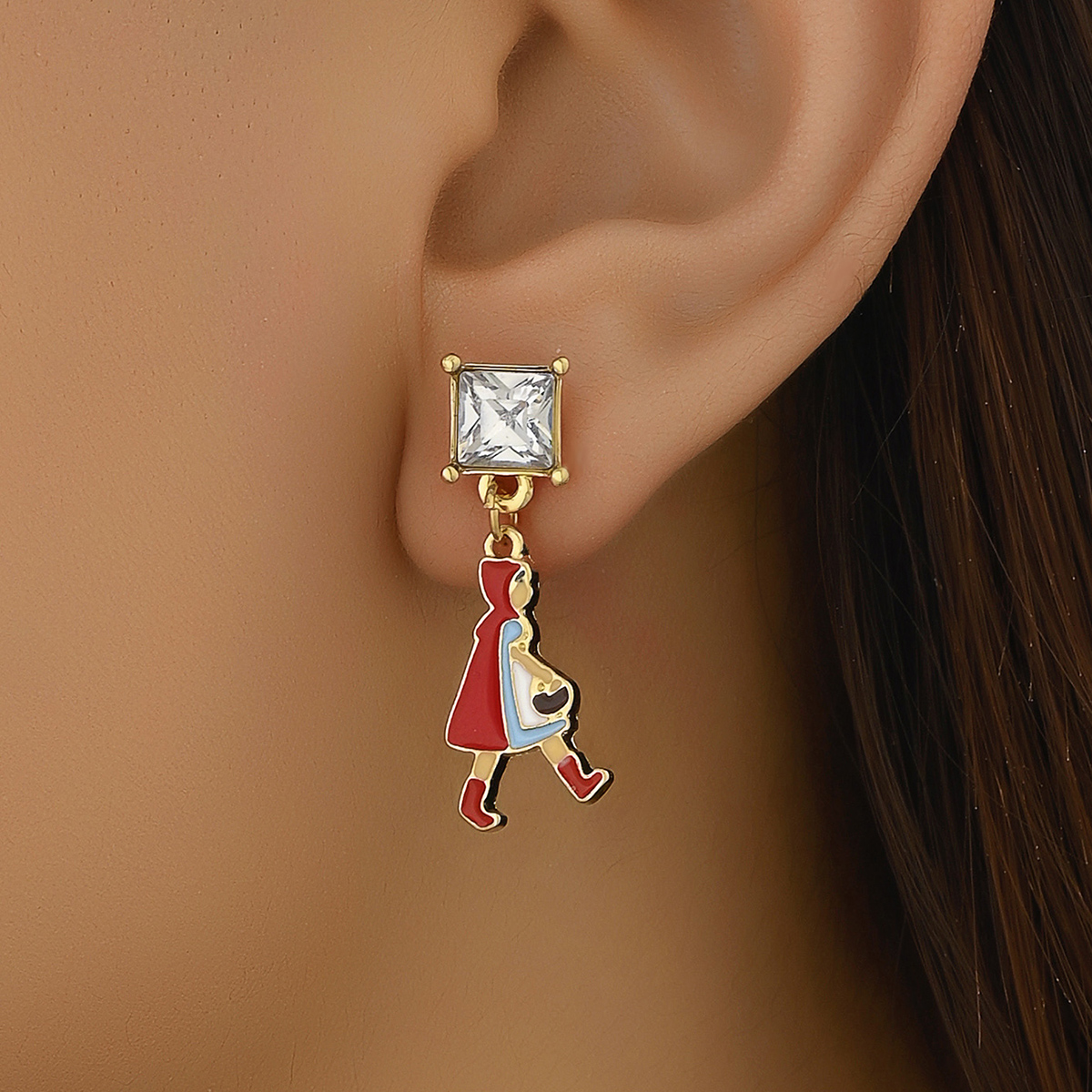 1 Pair Cute Cartoon Character Alloy Zinc Drop Earrings display picture 3