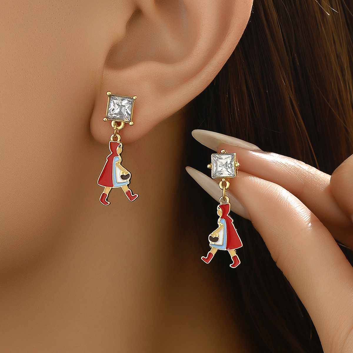 1 Pair Cute Cartoon Character Alloy Zinc Drop Earrings display picture 1