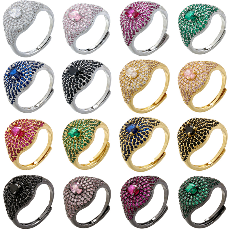Wholesale Elegant Oval Copper Plating Inlay Zircon Open Rings display picture 14