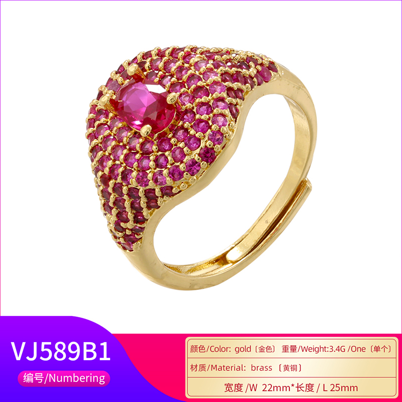 Wholesale Elegant Oval Copper Plating Inlay Zircon Open Rings display picture 13