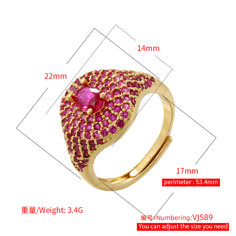 Wholesale Elegant Oval Copper Plating Inlay Zircon Open Rings display picture 18