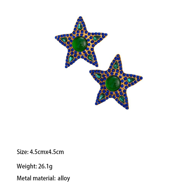 1 Pair Elegant Retro Pentagram Star Alloy Ear Studs display picture 5