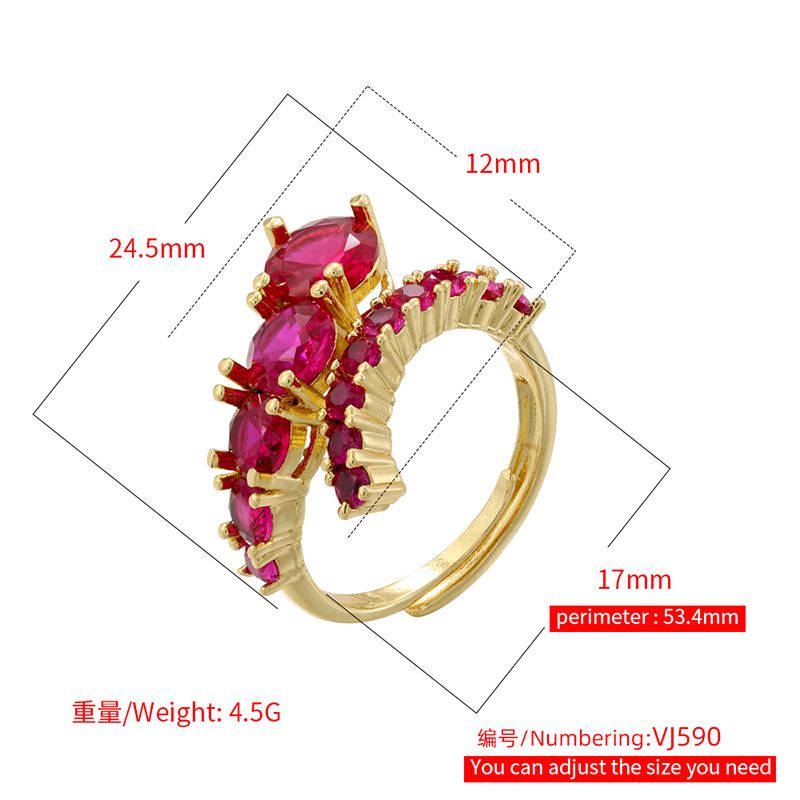 Wholesale Vintage Style Lines Copper Epoxy Plating Inlay Zircon Open Rings display picture 9