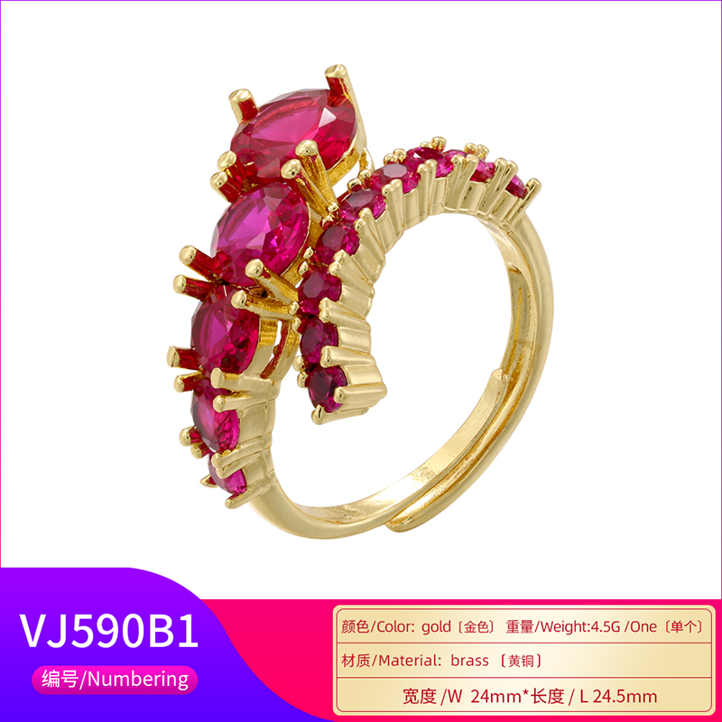 Wholesale Vintage Style Lines Copper Epoxy Plating Inlay Zircon Open Rings display picture 10