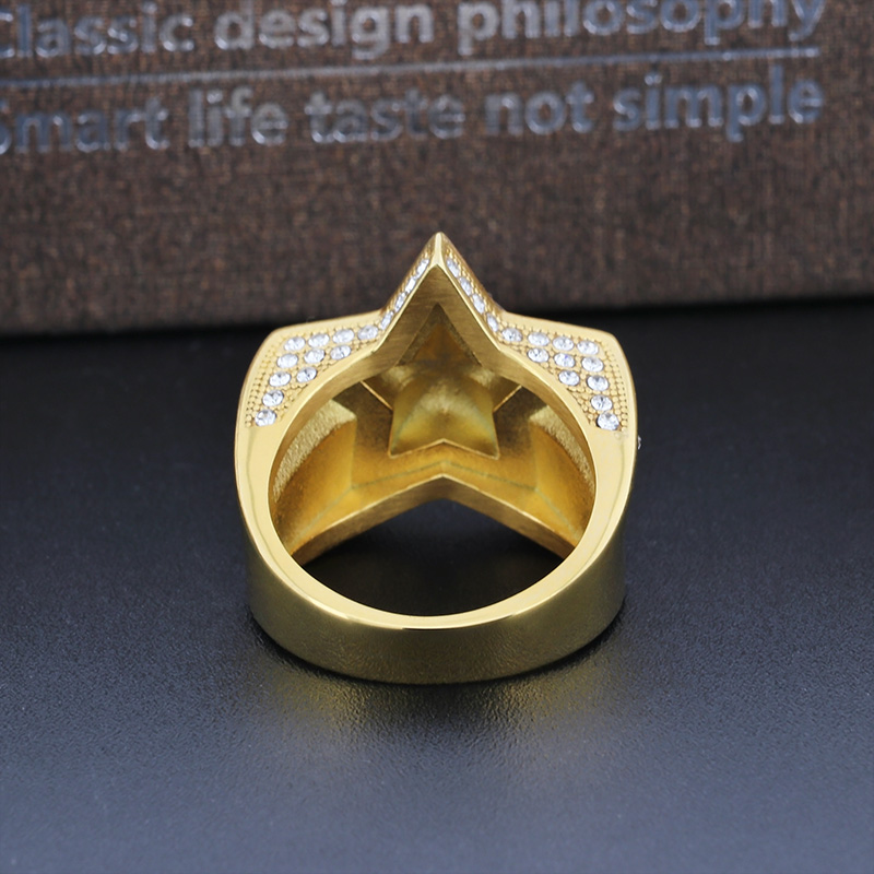 Hip-Hop Geometric Titanium Steel Plating Inlay Zircon 18K Gold Plated Men's Rings display picture 3