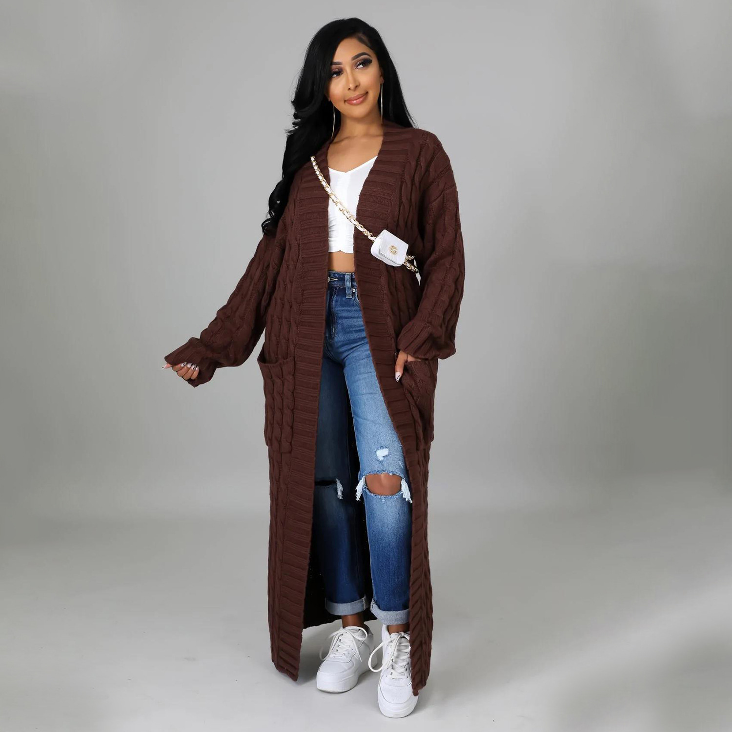 Women's Coat Sweater Long Sleeve Sweaters & Cardigans Elegant Solid Color display picture 29