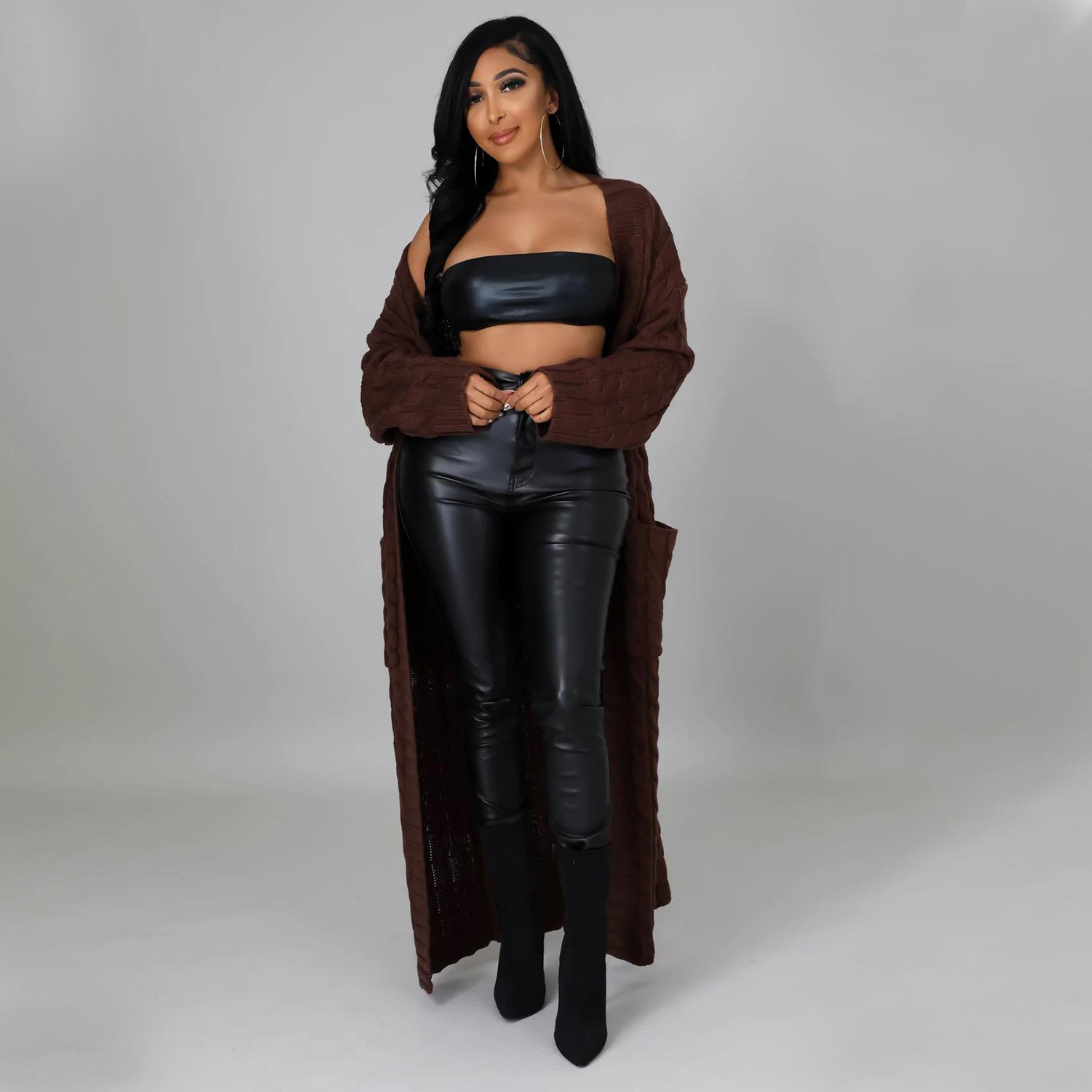 Women's Coat Sweater Long Sleeve Sweaters & Cardigans Elegant Solid Color display picture 36