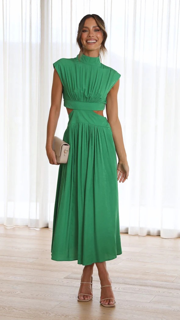 Women's Regular Dress Elegant High Neck Sleeveless Solid Color Midi Dress Daily display picture 1