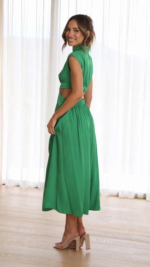 Women's Regular Dress Elegant High Neck Sleeveless Solid Color Midi Dress Daily display picture 3