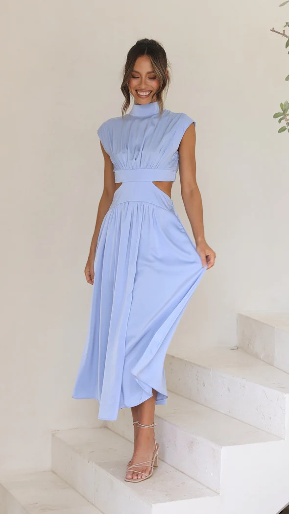 Women's Regular Dress Elegant High Neck Sleeveless Solid Color Midi Dress Daily display picture 6