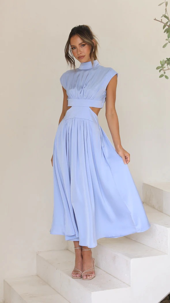 Women's Regular Dress Elegant High Neck Sleeveless Solid Color Midi Dress Daily display picture 8