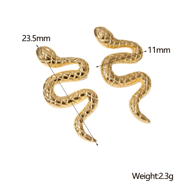 1 Pair Punk Snake Plating 304 Stainless Steel 18K Gold Plated Ear Studs display picture 6
