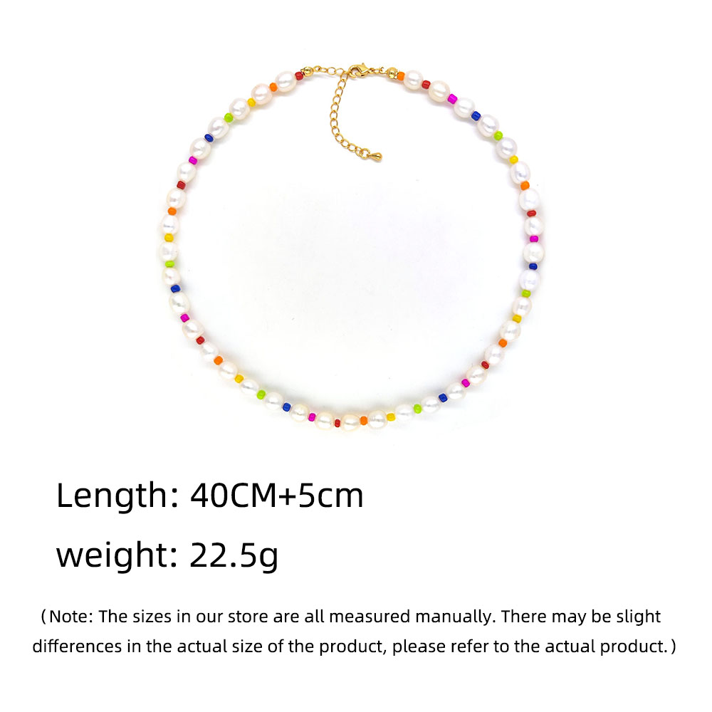 IG Style Color Block Freshwater Pearl Seed Bead Copper Necklace In Bulk display picture 3