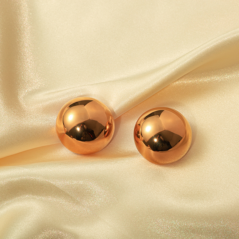 1 Pair Simple Style Round Polishing Plating 304 Stainless Steel Gold Plated Ear Studs display picture 4