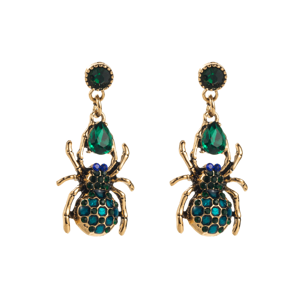 1 Pair Exaggerated Spider Inlay Alloy Rhinestone Rhinestones Drop Earrings display picture 5