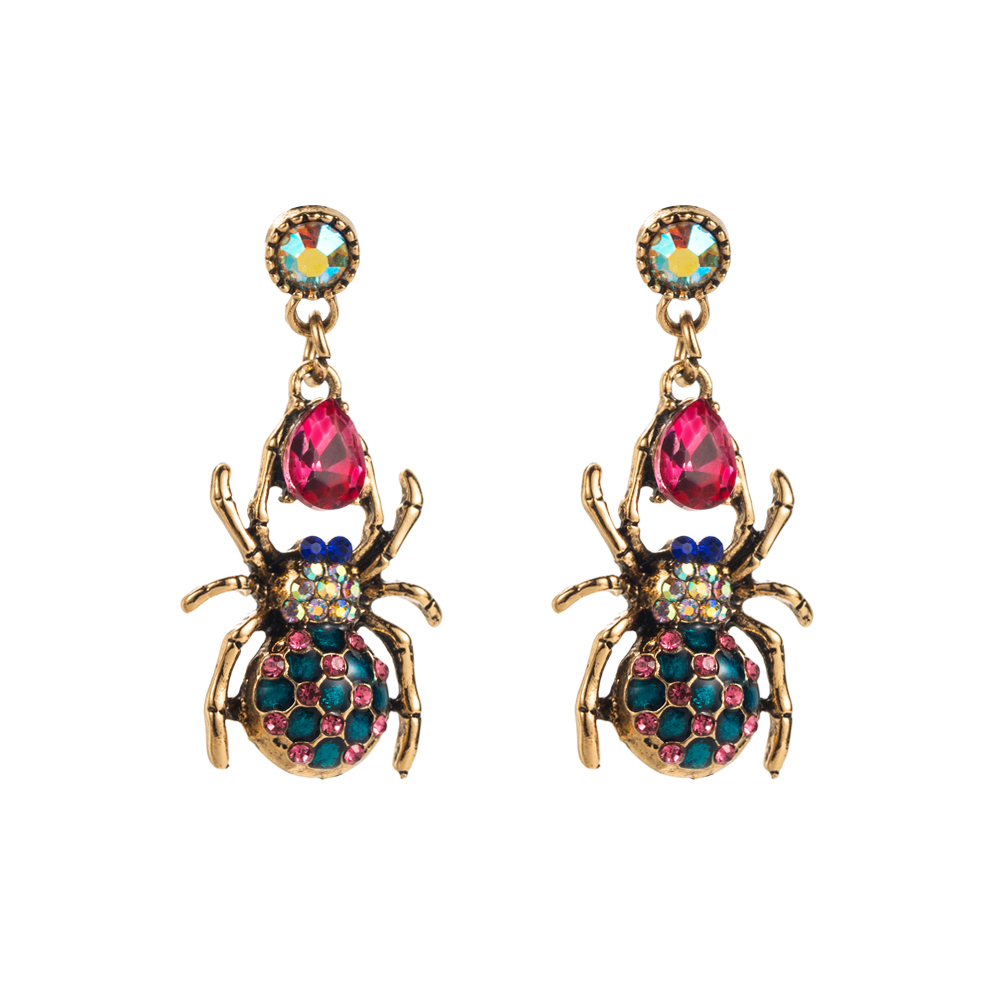 1 Pair Exaggerated Spider Inlay Alloy Rhinestone Rhinestones Drop Earrings display picture 6
