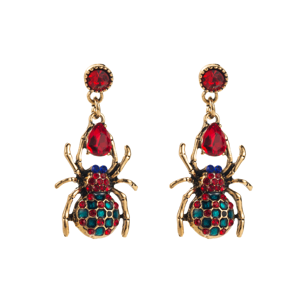 1 Pair Exaggerated Spider Inlay Alloy Rhinestone Rhinestones Drop Earrings display picture 4