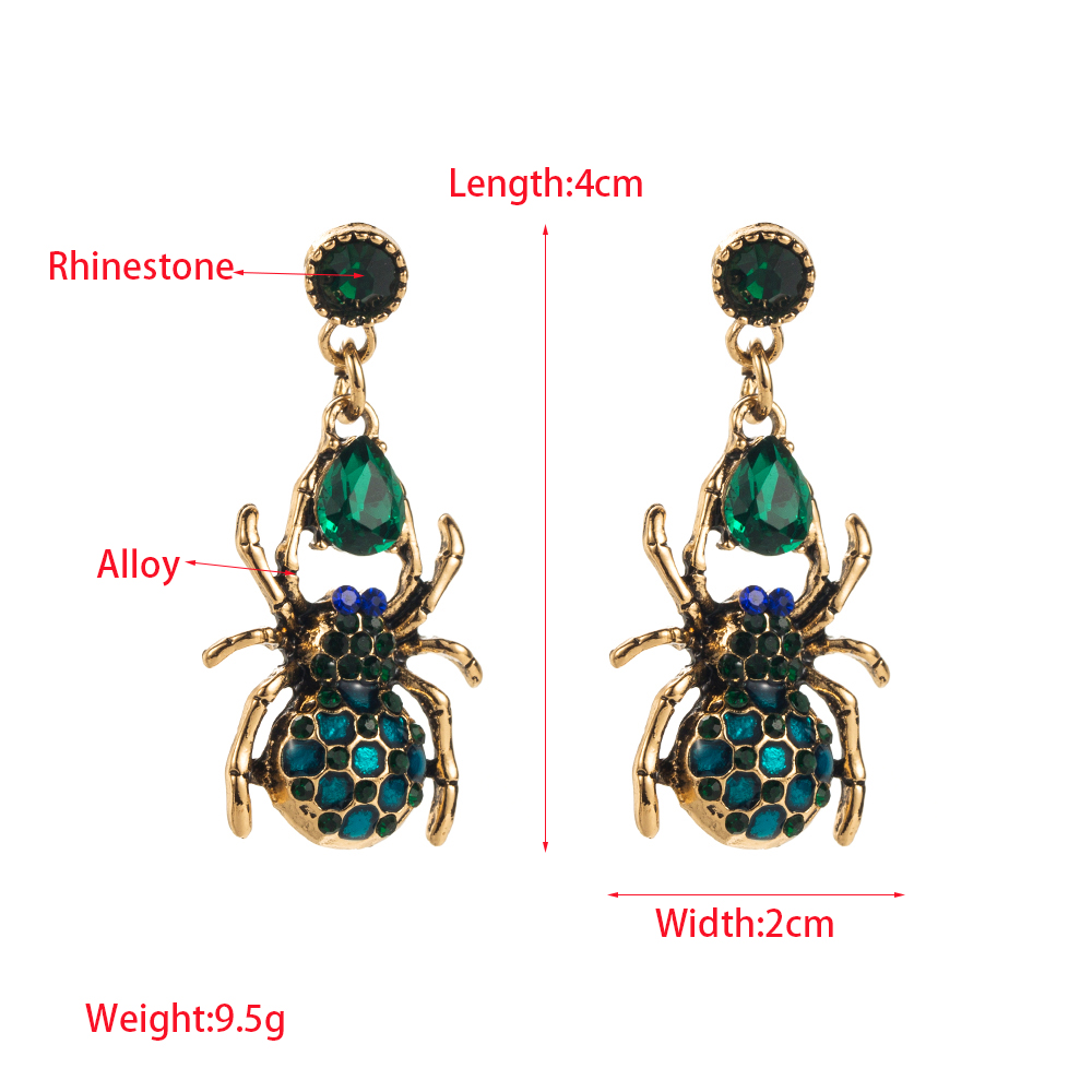 1 Pair Exaggerated Spider Inlay Alloy Rhinestone Rhinestones Drop Earrings display picture 1