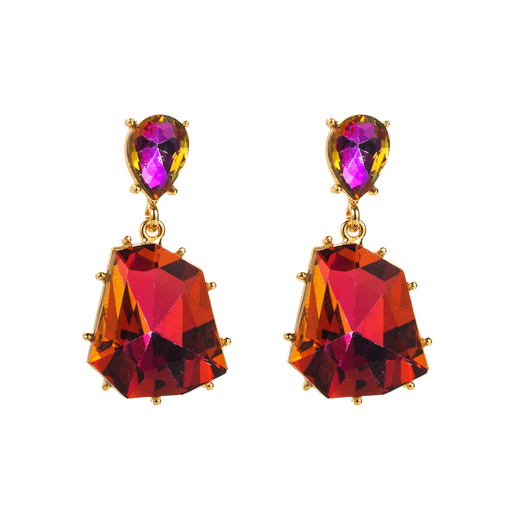 1 Pair Elegant Simple Style Irregular Geometric Inlay Alloy Resin Gold Plated Drop Earrings display picture 5