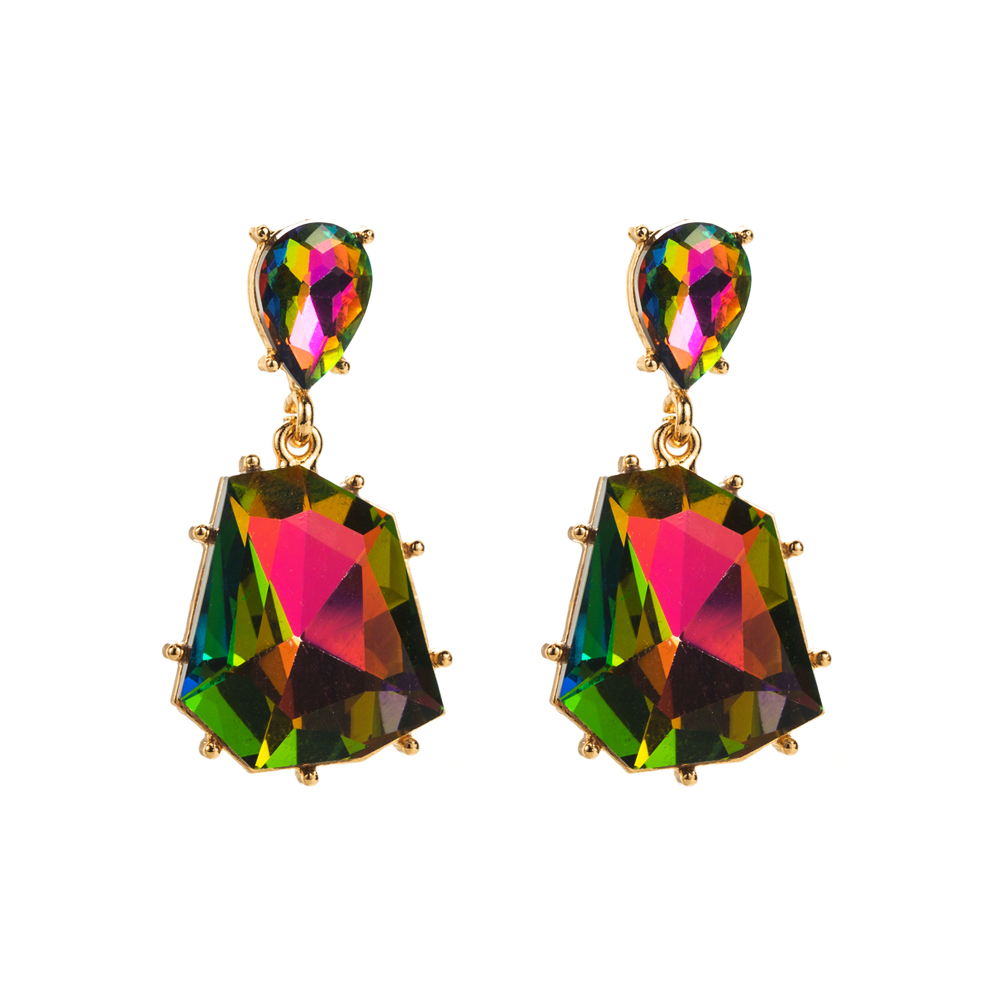 1 Pair Elegant Simple Style Irregular Geometric Inlay Alloy Resin Gold Plated Drop Earrings display picture 4