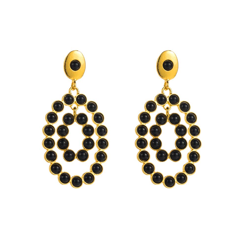 1 Pair Elegant Luxurious Oval Inlay Alloy Resin Drop Earrings display picture 4