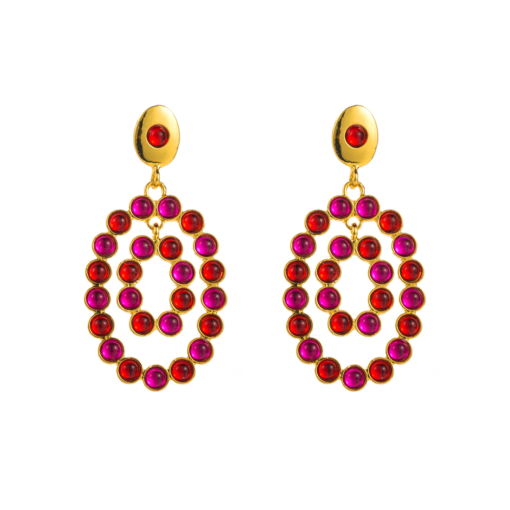 1 Pair Elegant Luxurious Oval Inlay Alloy Resin Drop Earrings display picture 5