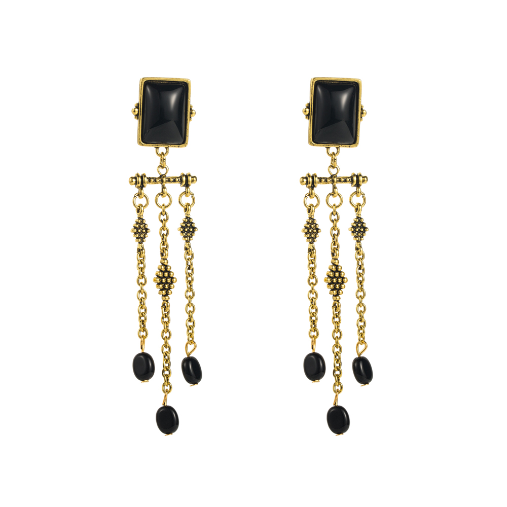 1 Pair Elegant Luxurious Square Inlay Alloy Resin Rhinestones Glass Drill Drop Earrings display picture 6