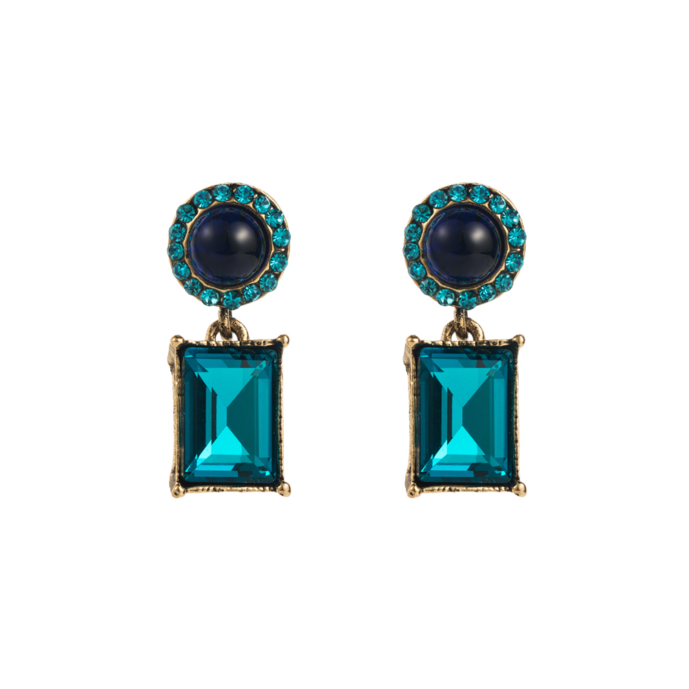 1 Pair Elegant Luxurious Square Inlay Alloy Resin Rhinestones Glass Drill Drop Earrings display picture 7