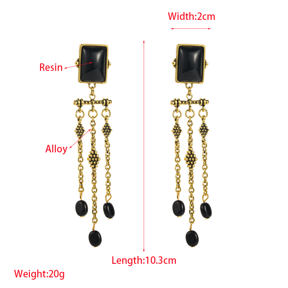 1 Pair Elegant Luxurious Square Inlay Alloy Resin Rhinestones Glass Drill Drop Earrings display picture 2