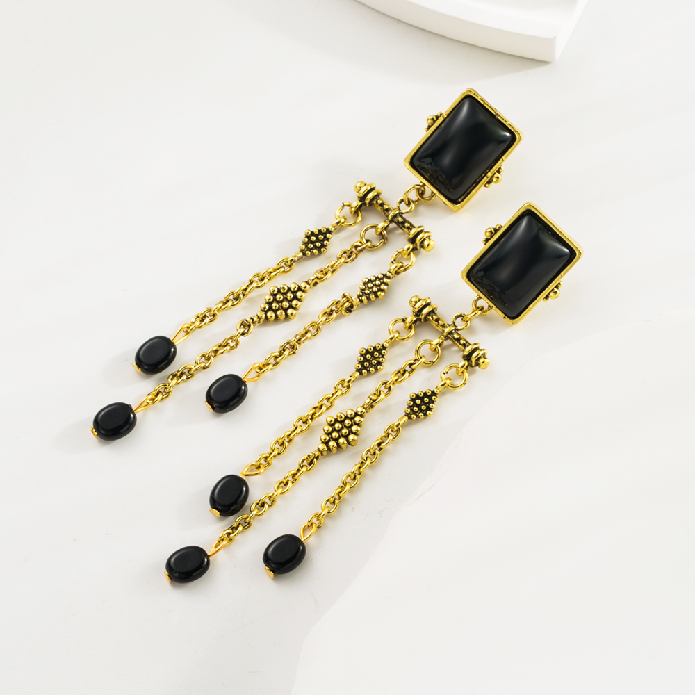 1 Pair Elegant Luxurious Square Inlay Alloy Resin Rhinestones Glass Drill Drop Earrings display picture 4