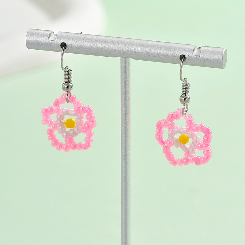 1 Pair Sweet Flower Plating Glass/Colored Glaze Ear Hook display picture 3