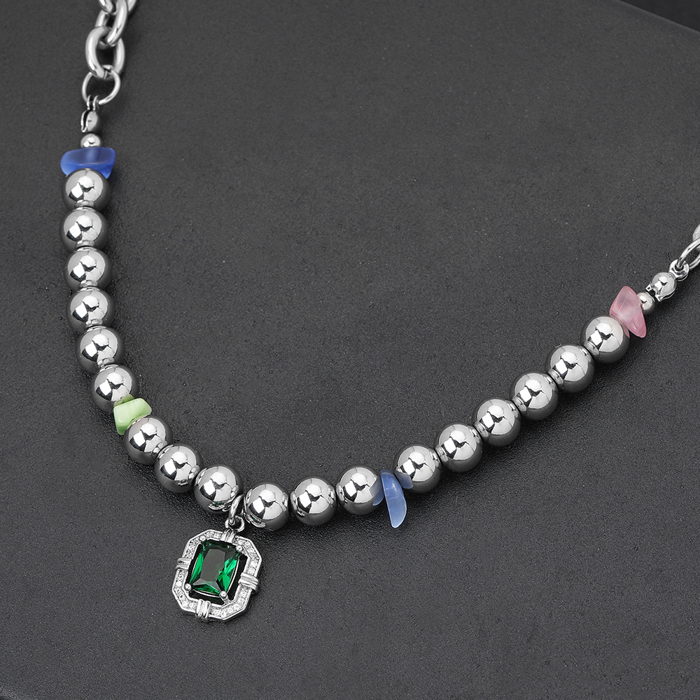 Klassischer Stil Runden Edelstahl 304 Perlen Unisex Halskette Mit Anhänger display picture 2