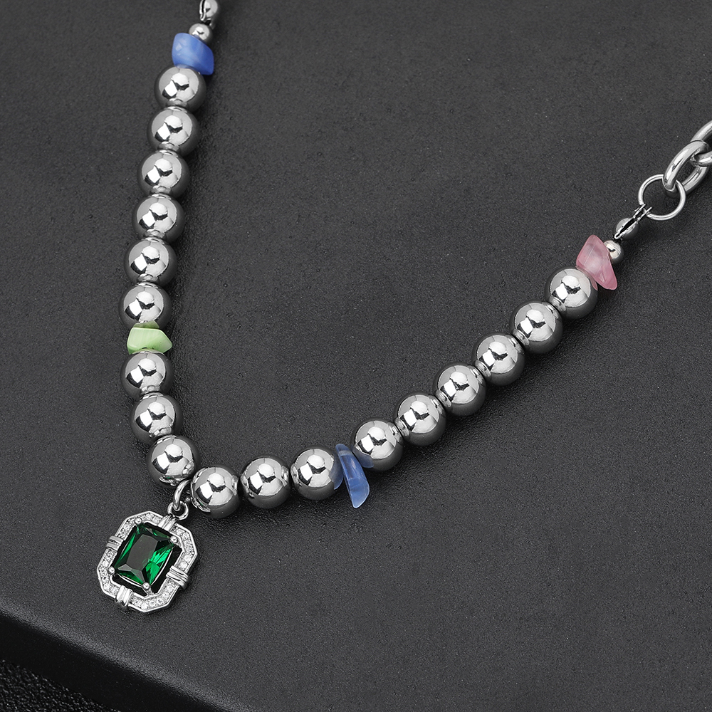 Klassischer Stil Runden Edelstahl 304 Perlen Unisex Halskette Mit Anhänger display picture 3