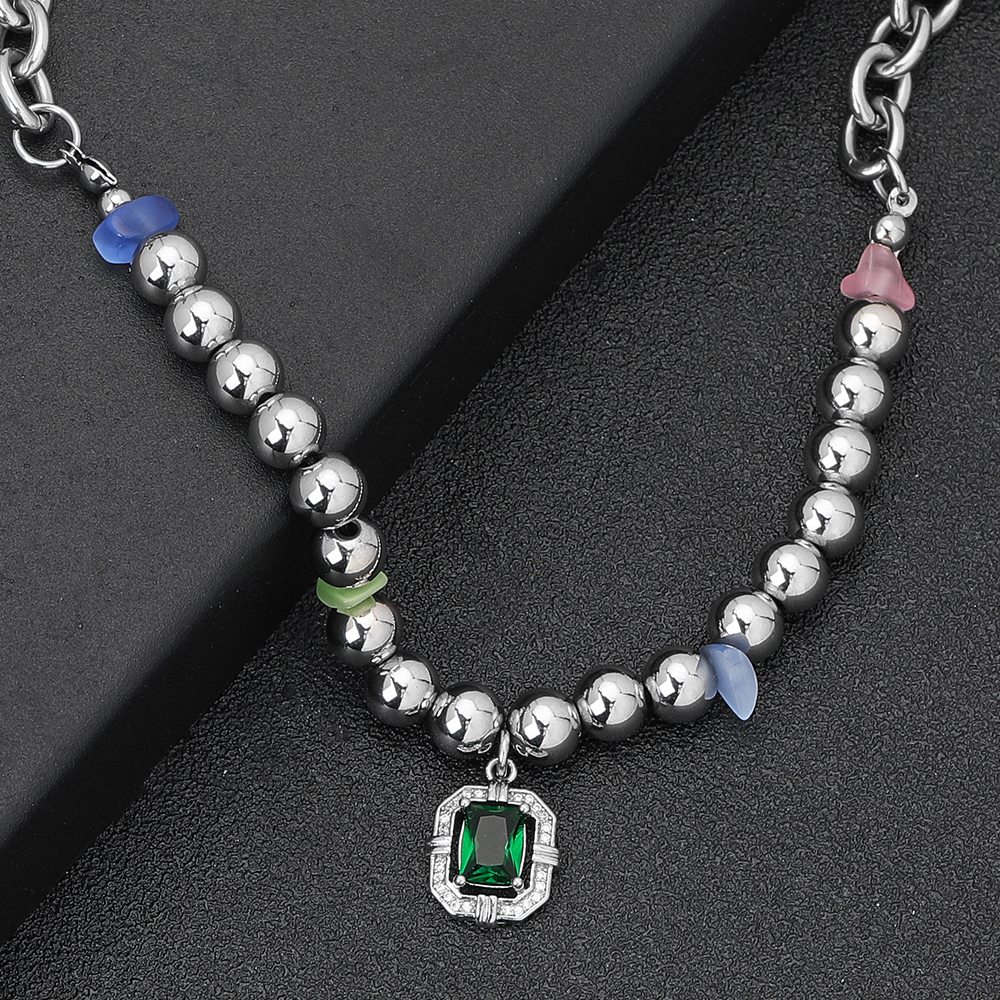 Klassischer Stil Runden Edelstahl 304 Perlen Unisex Halskette Mit Anhänger display picture 6