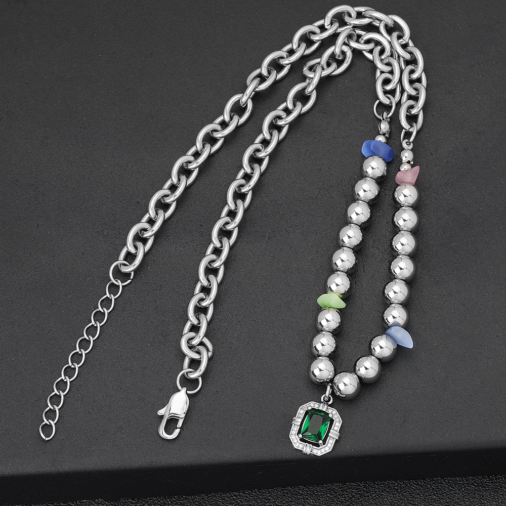 Klassischer Stil Runden Edelstahl 304 Perlen Unisex Halskette Mit Anhänger display picture 4