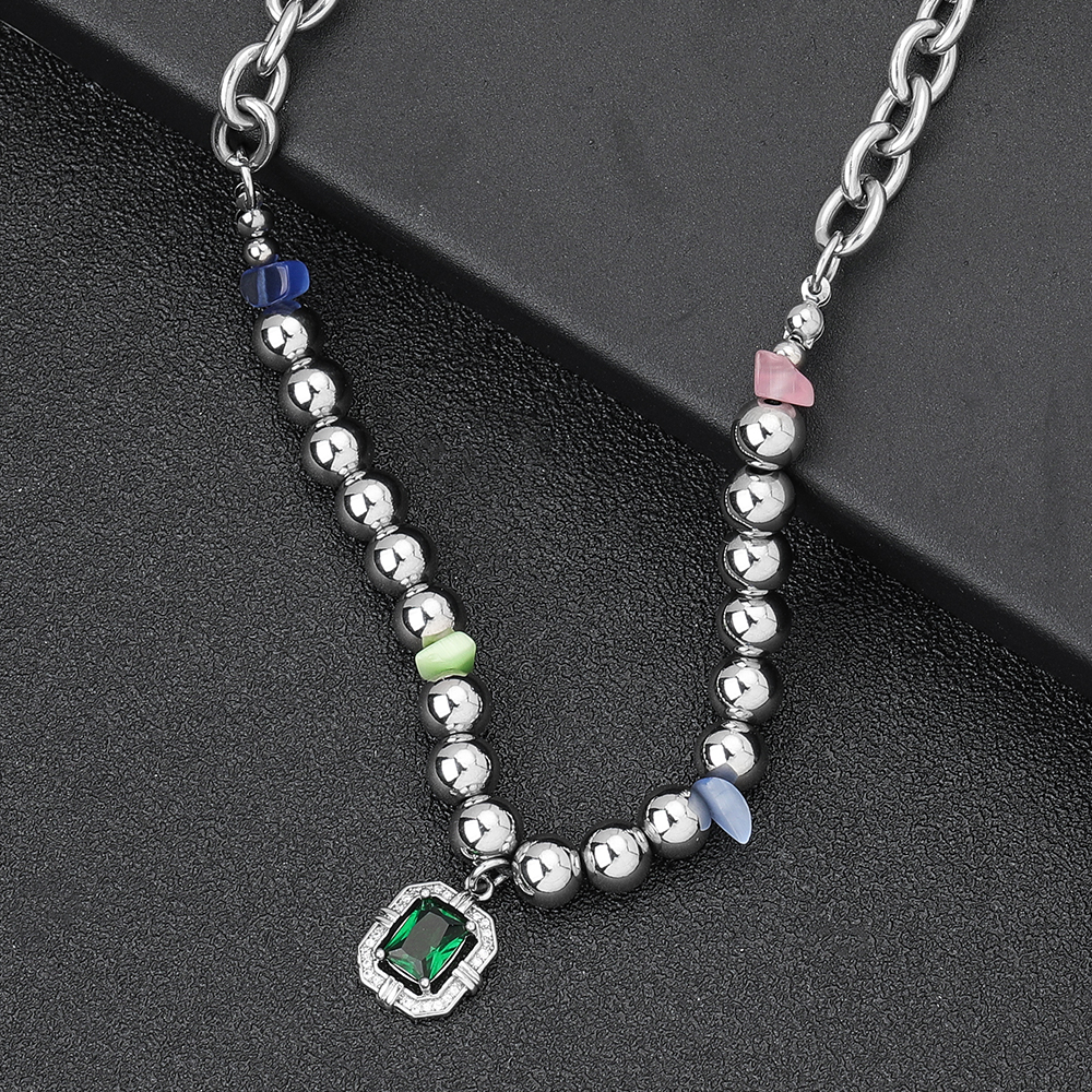 Classic Style Round 304 Stainless Steel Beaded Unisex Pendant Necklace display picture 9