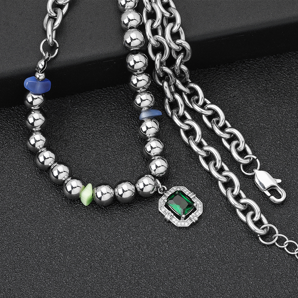 Klassischer Stil Runden Edelstahl 304 Perlen Unisex Halskette Mit Anhänger display picture 8