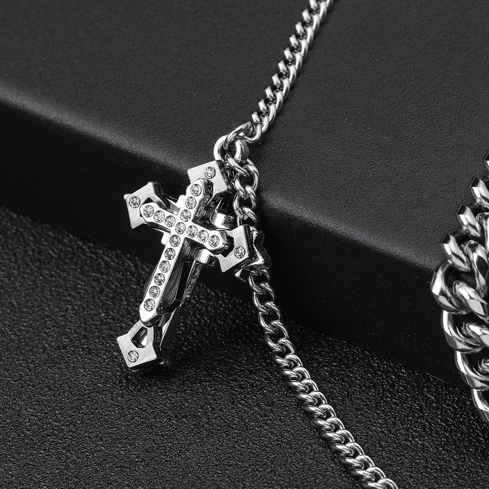 304 Stainless Steel Hip-Hop Cross Necklace display picture 5
