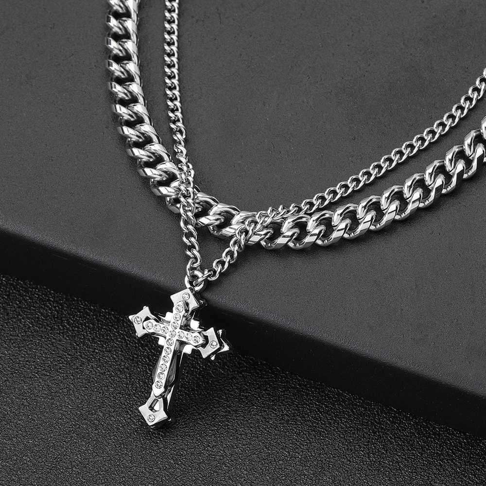 304 Stainless Steel Hip-Hop Cross Necklace display picture 7