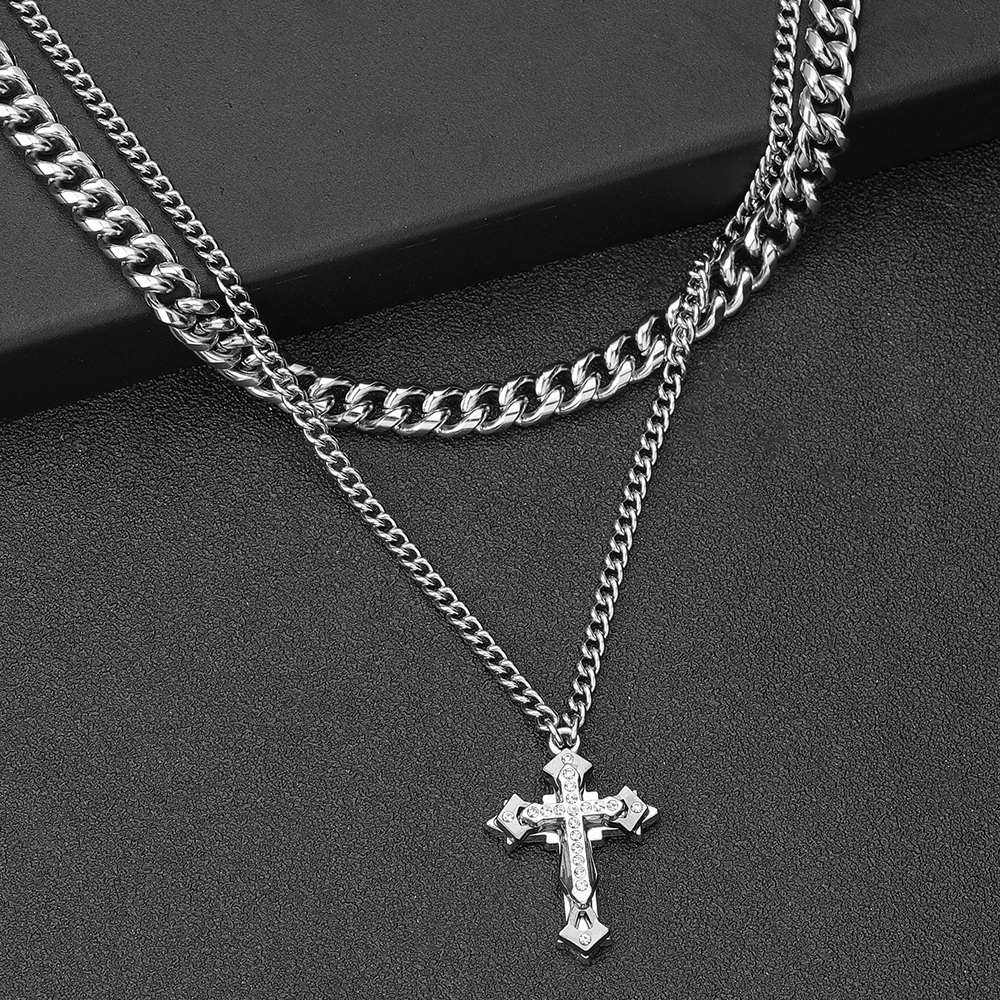 304 Stainless Steel Hip-Hop Cross Necklace display picture 9