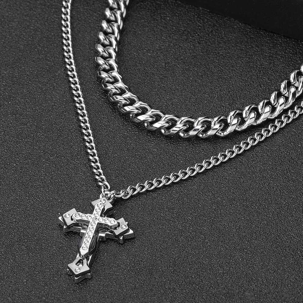 304 Stainless Steel Hip-Hop Cross Necklace display picture 8