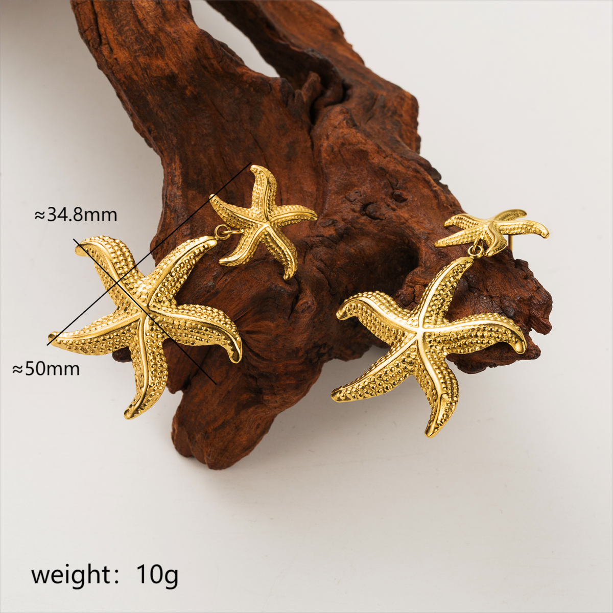 1 Pair Vacation Beach Starfish Stainless Steel 18k Gold Plated Ear Studs display picture 2